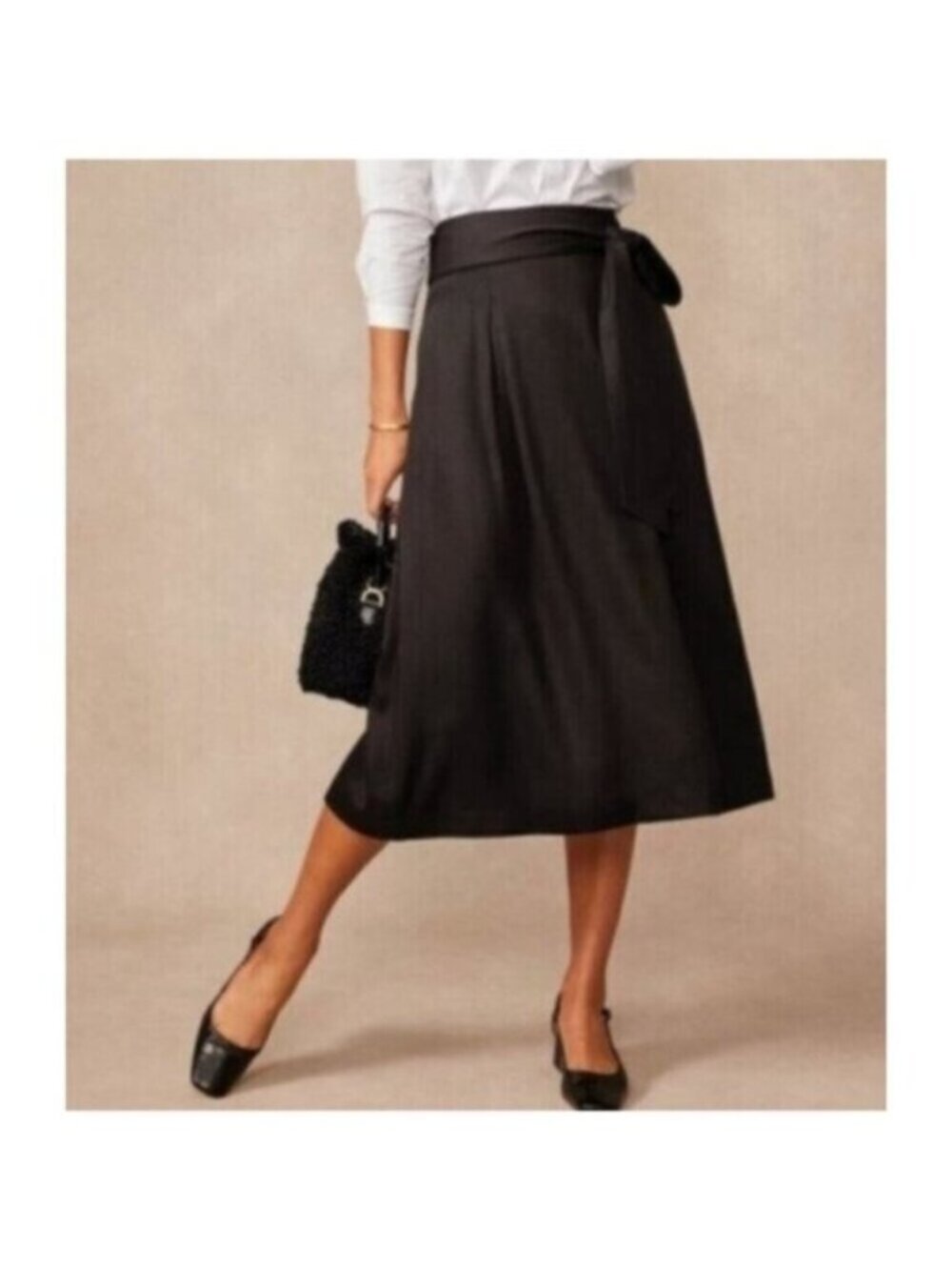 J. McLaughlin Skirt Womens 4 Black Lyssia Lyocell A Line Midi Pockets ($198) NEW